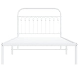 Cadre de lit métal sans matelas et tête de lit blanc 107x203 cm