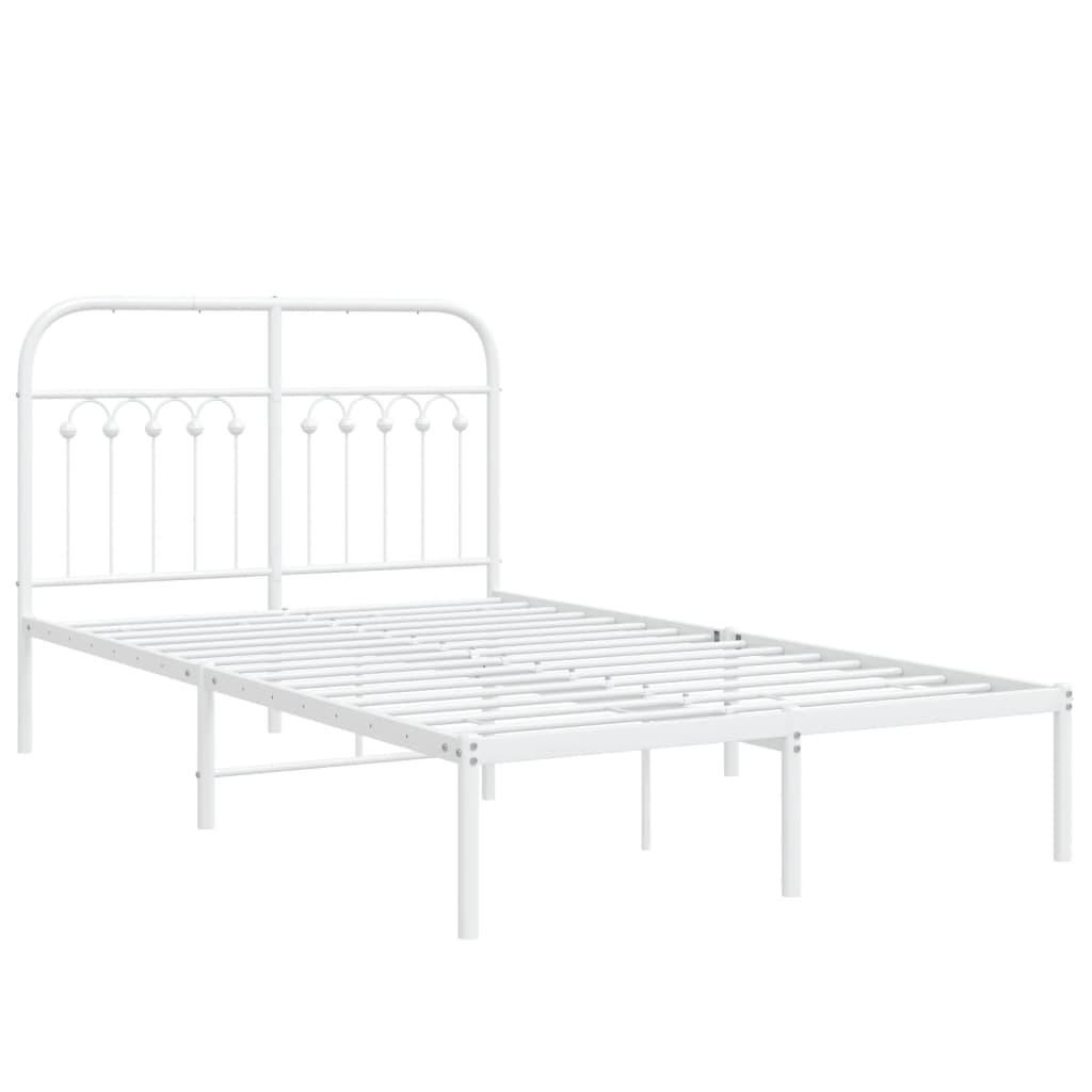 Cadre de lit métal sans matelas et tête de lit blanc 120x190 cm