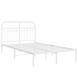 Cadre de lit métal sans matelas et tête de lit blanc 120x190 cm