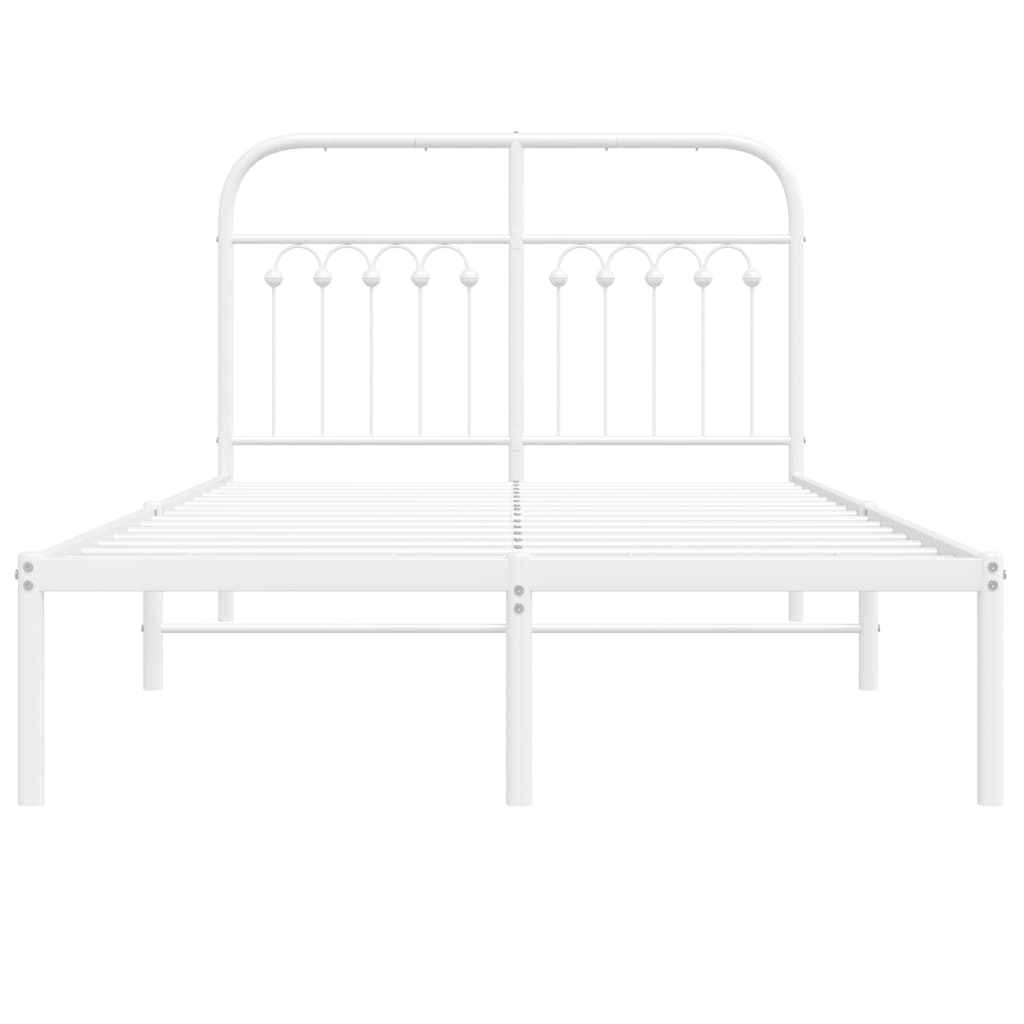 Cadre de lit métal sans matelas et tête de lit blanc 120x190 cm