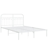 Cadre de lit métal sans matelas et tête de lit blanc 135x190 cm