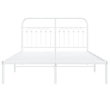 Cadre de lit métal sans matelas et tête de lit blanc 135x190 cm