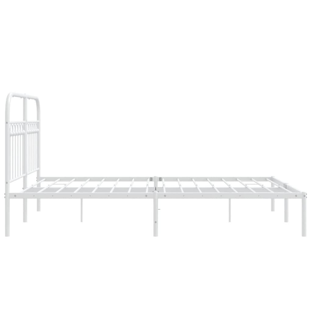 Cadre de lit métal sans matelas et tête de lit blanc 135x190 cm