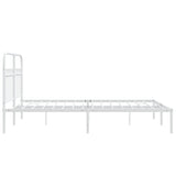 Cadre de lit métal sans matelas et tête de lit blanc 135x190 cm