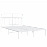 Cadre de lit métal sans matelas et tête de lit blanc 140x190 cm