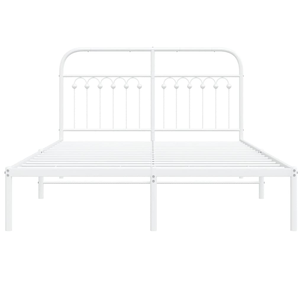 Cadre de lit métal sans matelas et tête de lit blanc 140x190 cm