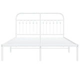 Cadre de lit métal sans matelas et tête de lit blanc 140x190 cm