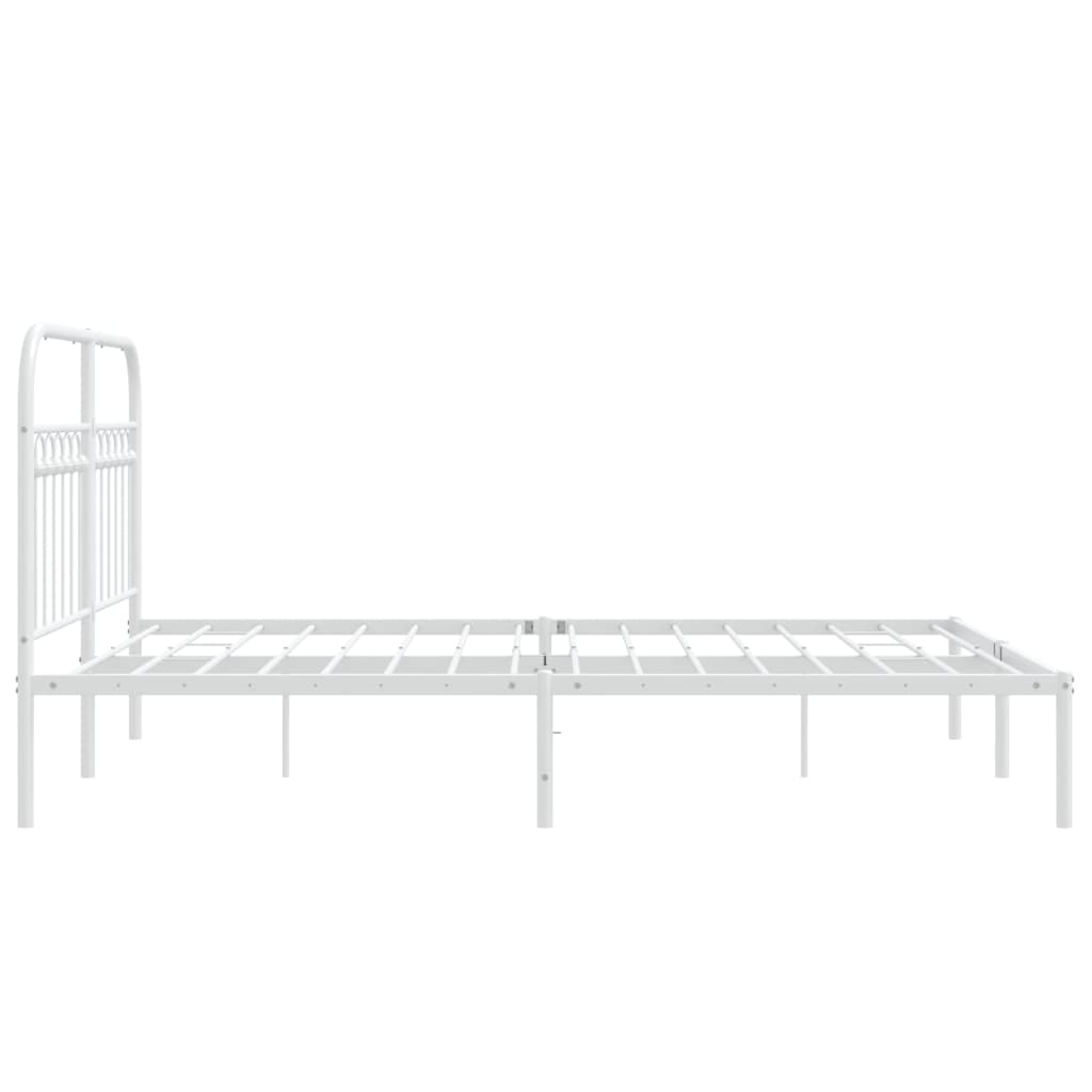 Cadre de lit métal sans matelas et tête de lit blanc 140x190 cm