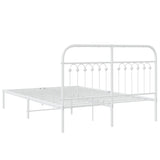 Cadre de lit métal sans matelas et tête de lit blanc 140x190 cm