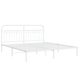 Cadre de lit métal sans matelas et tête de lit blanc 183x203 cm