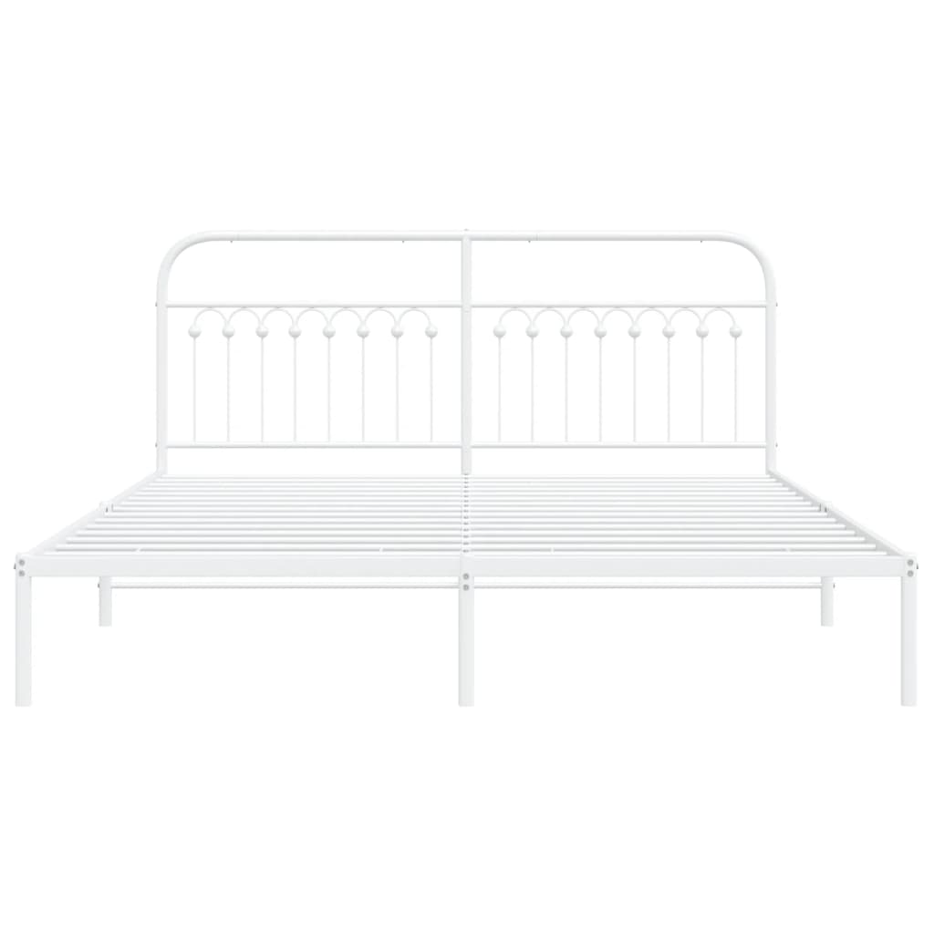 Cadre de lit métal sans matelas et tête de lit blanc 183x203 cm