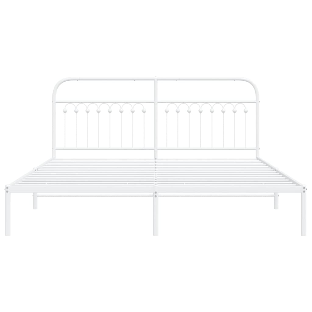 Cadre de lit métal sans matelas et tête de lit blanc 183x213 cm