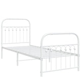 Cadre de lit métal sans matelas avec pied de lit blanc 75x190cm