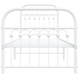 Cadre de lit métal sans matelas avec pied de lit blanc 75x190cm