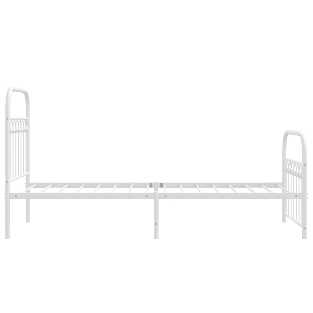 Cadre de lit métal sans matelas avec pied de lit blanc 75x190cm