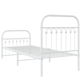 Cadre de lit métal sans matelas avec pied de lit blanc 75x190cm