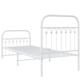 Cadre de lit métal sans matelas avec pied de lit blanc 80x200cm