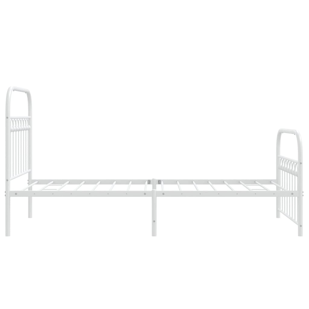 Cadre de lit métal sans matelas avec pied de lit blanc 90x200cm