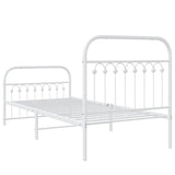 Cadre de lit métal sans matelas avec pied de lit blanc 90x200cm