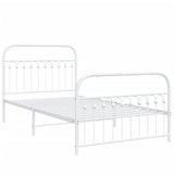 Cadre de lit métal sans matelas et pied de lit blanc 107x203 cm