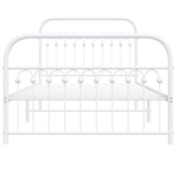 Cadre de lit métal sans matelas et pied de lit blanc 107x203 cm