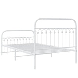 Cadre de lit métal sans matelas et pied de lit blanc 107x203 cm