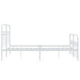 Cadre de lit métal sans matelas et pied de lit blanc 137x190 cm