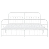 Cadre de lit métal sans matelas et pied de lit blanc 183x213 cm