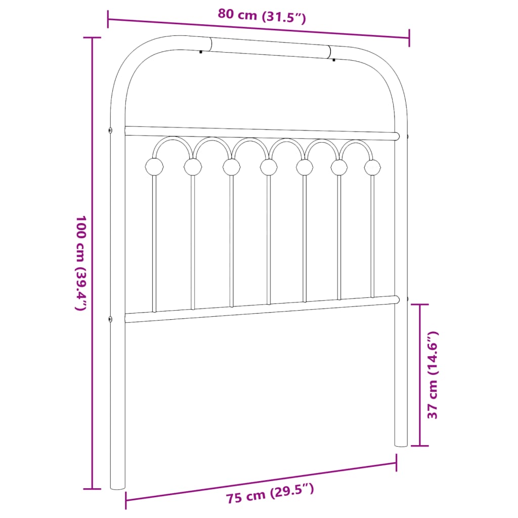 Tête de lit métal blanc 75 cm