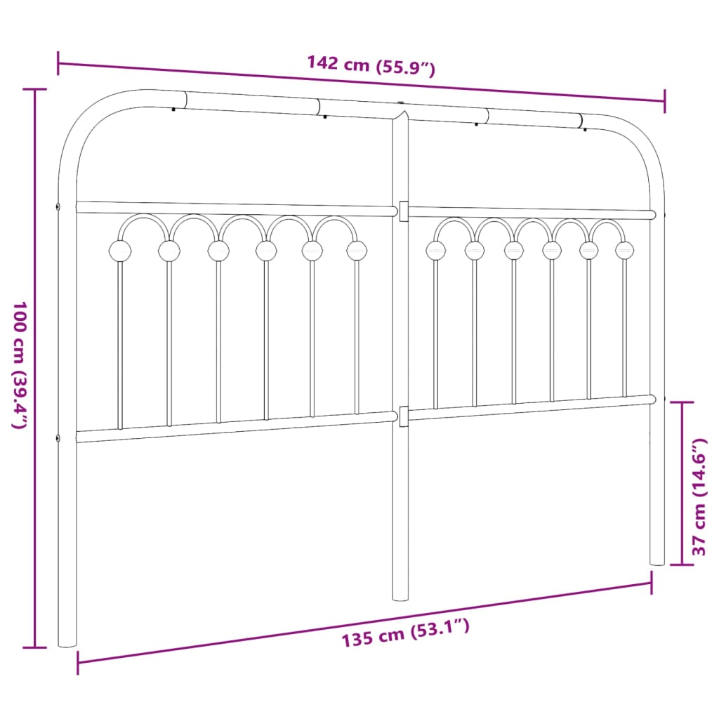 Tête de lit métal blanc 135 cm