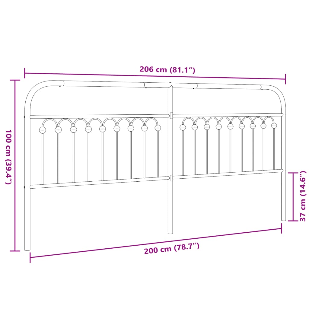 Tête de lit métal blanc 200 cm