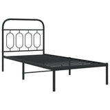 Cadre de lit métal sans matelas avec tête de lit noir 80x200 cm