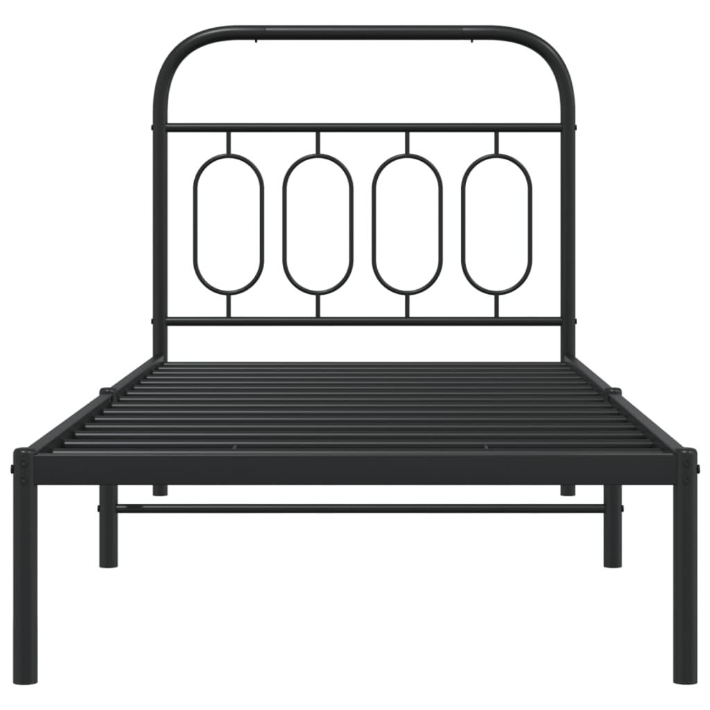 Cadre de lit métal sans matelas avec tête de lit noir 80x200 cm