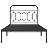 Cadre de lit métal sans matelas avec tête de lit noir 100x190cm