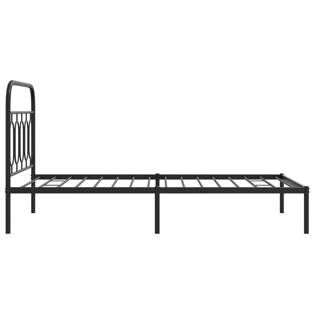 Cadre de lit métal sans matelas avec tête de lit noir 100x190cm