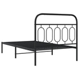 Cadre de lit métal sans matelas avec tête de lit noir 100x190cm