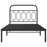 Cadre de lit métal sans matelas avec tête de lit noir 107x203cm