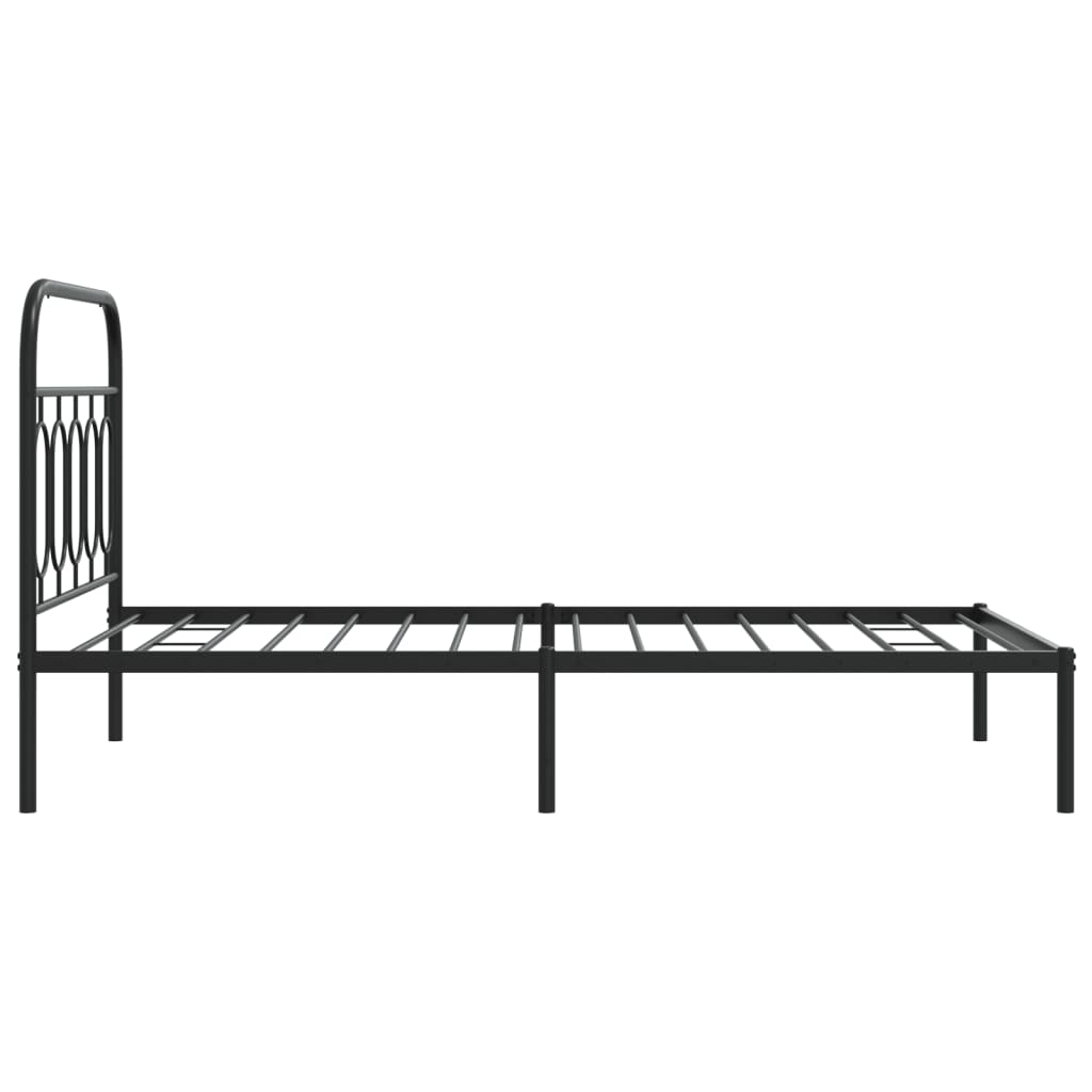 Cadre de lit métal sans matelas avec tête de lit noir 107x203cm