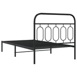 Cadre de lit métal sans matelas avec tête de lit noir 107x203cm