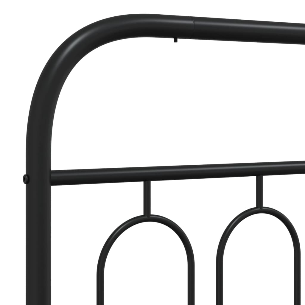 Cadre de lit métal sans matelas avec tête de lit noir 107x203cm