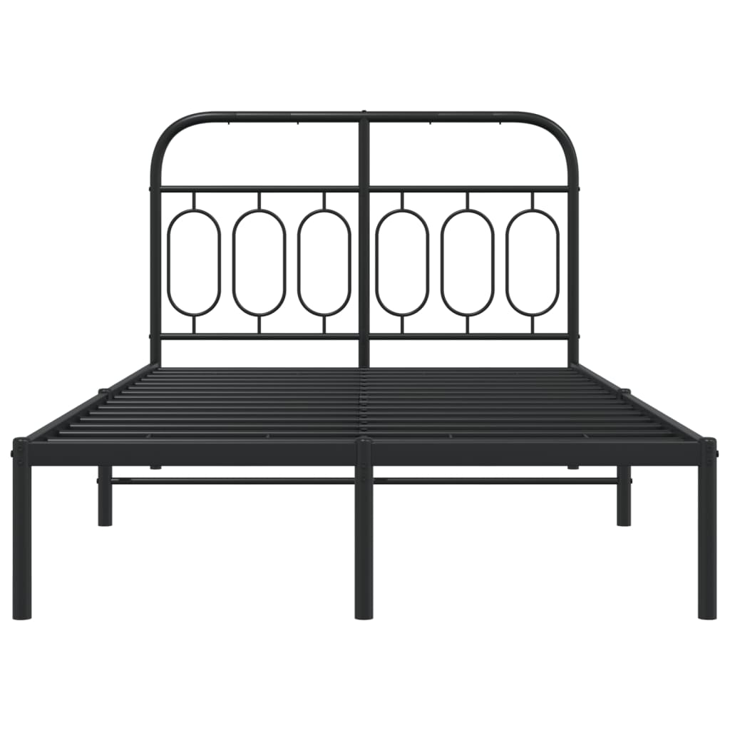 Cadre de lit métal sans matelas avec tête de lit noir 120x190cm