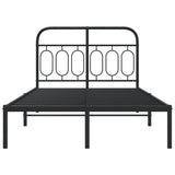 Cadre de lit métal sans matelas avec tête de lit noir 120x190cm