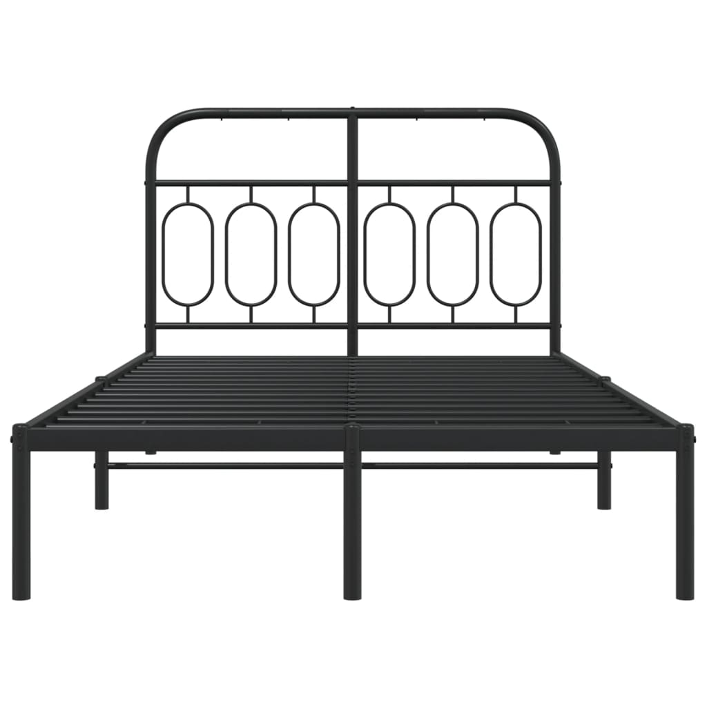 Cadre de lit métal sans matelas avec tête de lit noir 120x200cm