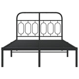 Cadre de lit métal sans matelas avec tête de lit noir 120x200cm