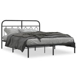 Cadre de lit métal sans matelas avec tête de lit noir 135x190cm