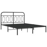 Cadre de lit métal sans matelas avec tête de lit noir 135x190cm