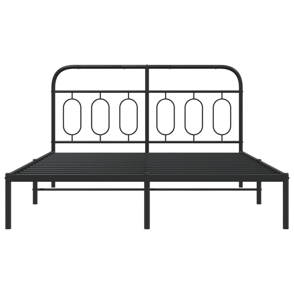 Cadre de lit métal sans matelas avec tête de lit noir 135x190cm