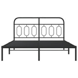 Cadre de lit métal sans matelas avec tête de lit noir 135x190cm