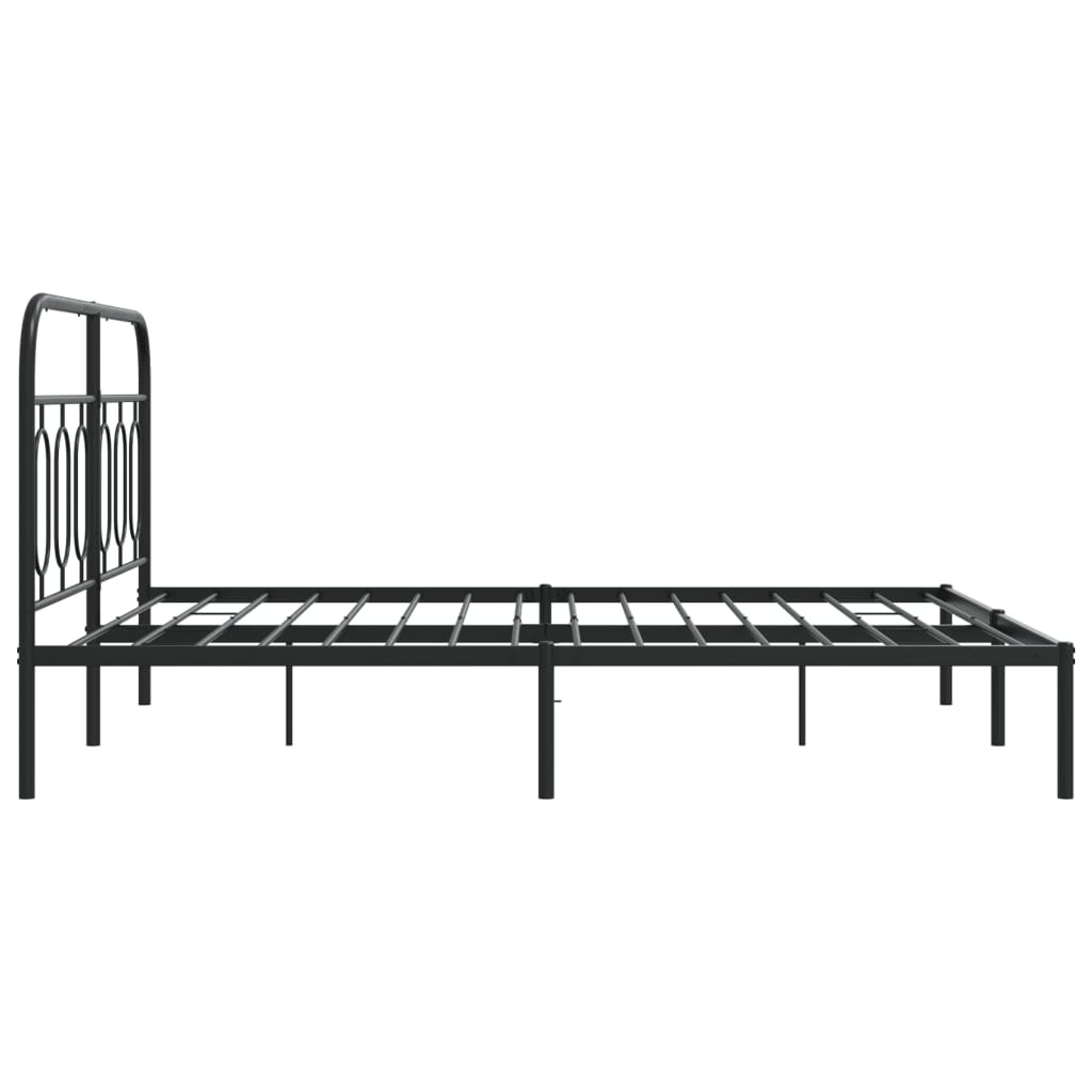 Cadre de lit métal sans matelas avec tête de lit noir 135x190cm