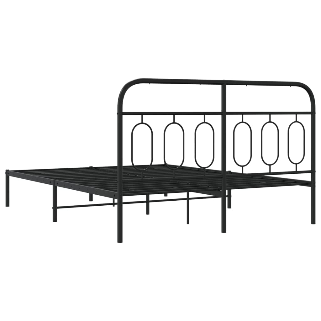 Cadre de lit métal sans matelas avec tête de lit noir 135x190cm